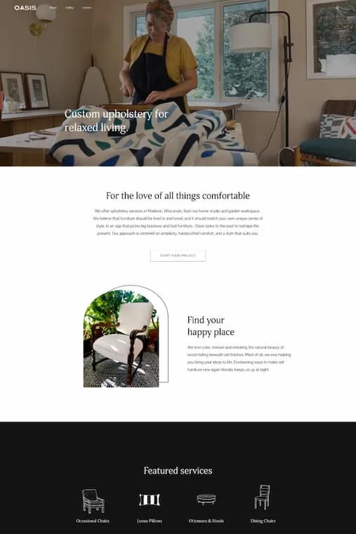 Oasis Upholstery website