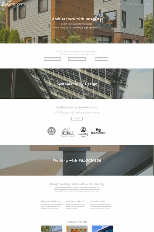 Velocipede Architecture website