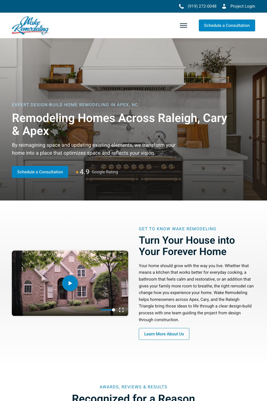 Wake Remodeling website