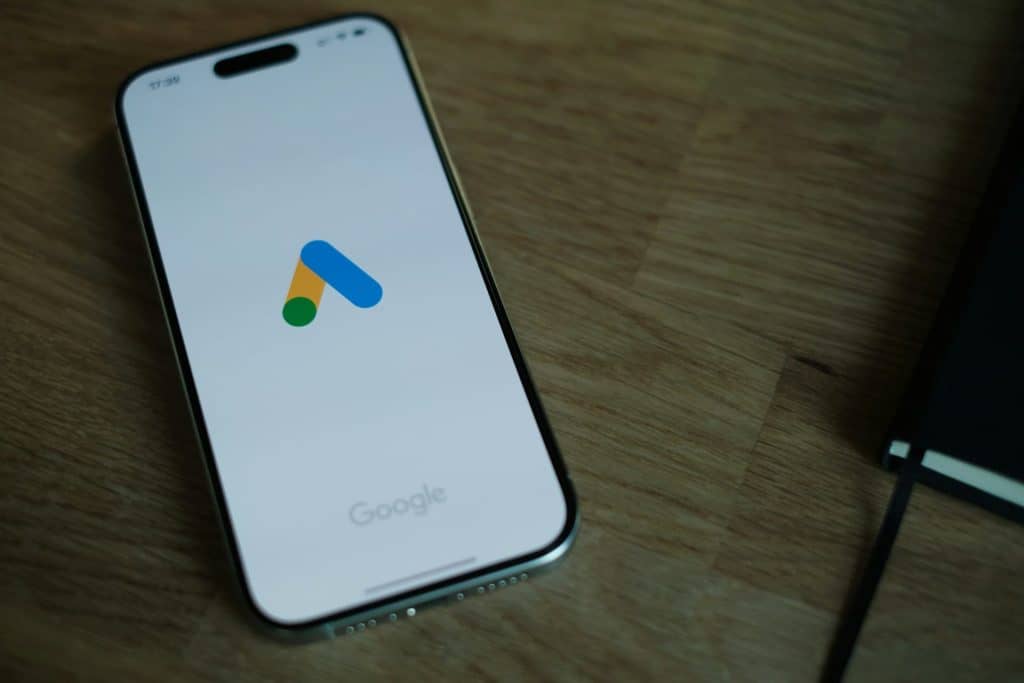 Google ads logo showing on a mobile phone's screen